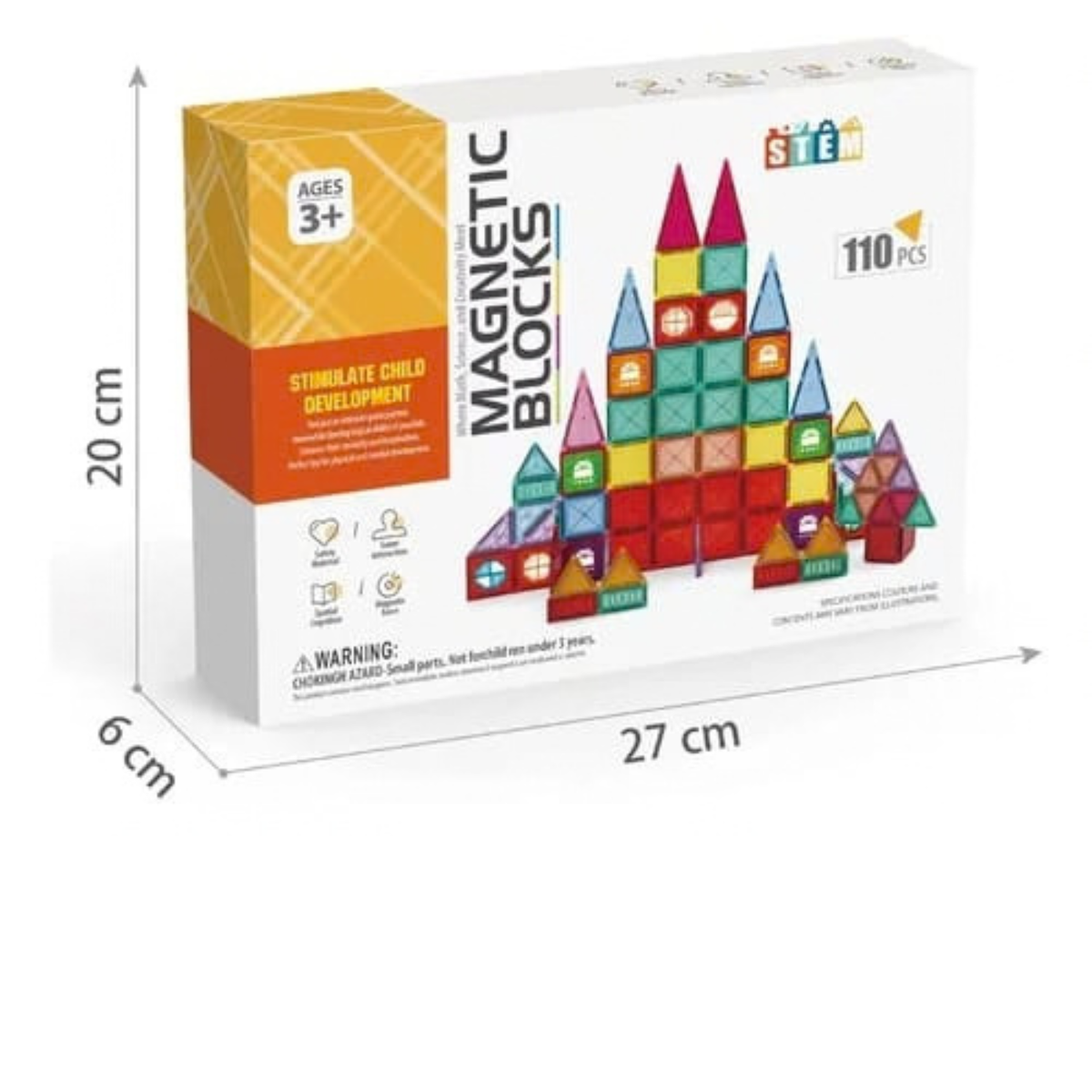 110-Piece STEM Magnetic Building Tiles Set – Educational 3D Construction Toy for Kids (Ages 3+)