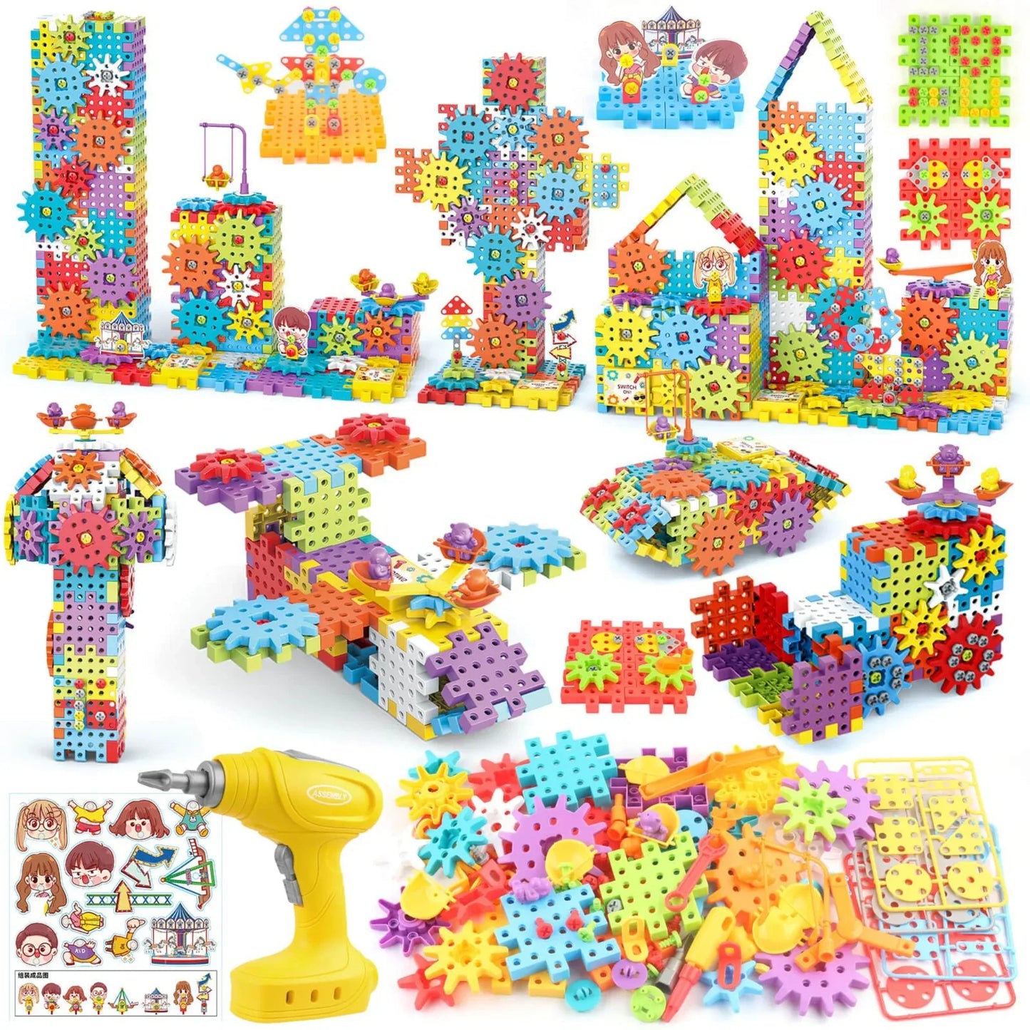 Electric Gear Spinning STEM Building Blocks - Little Thinkers Hub