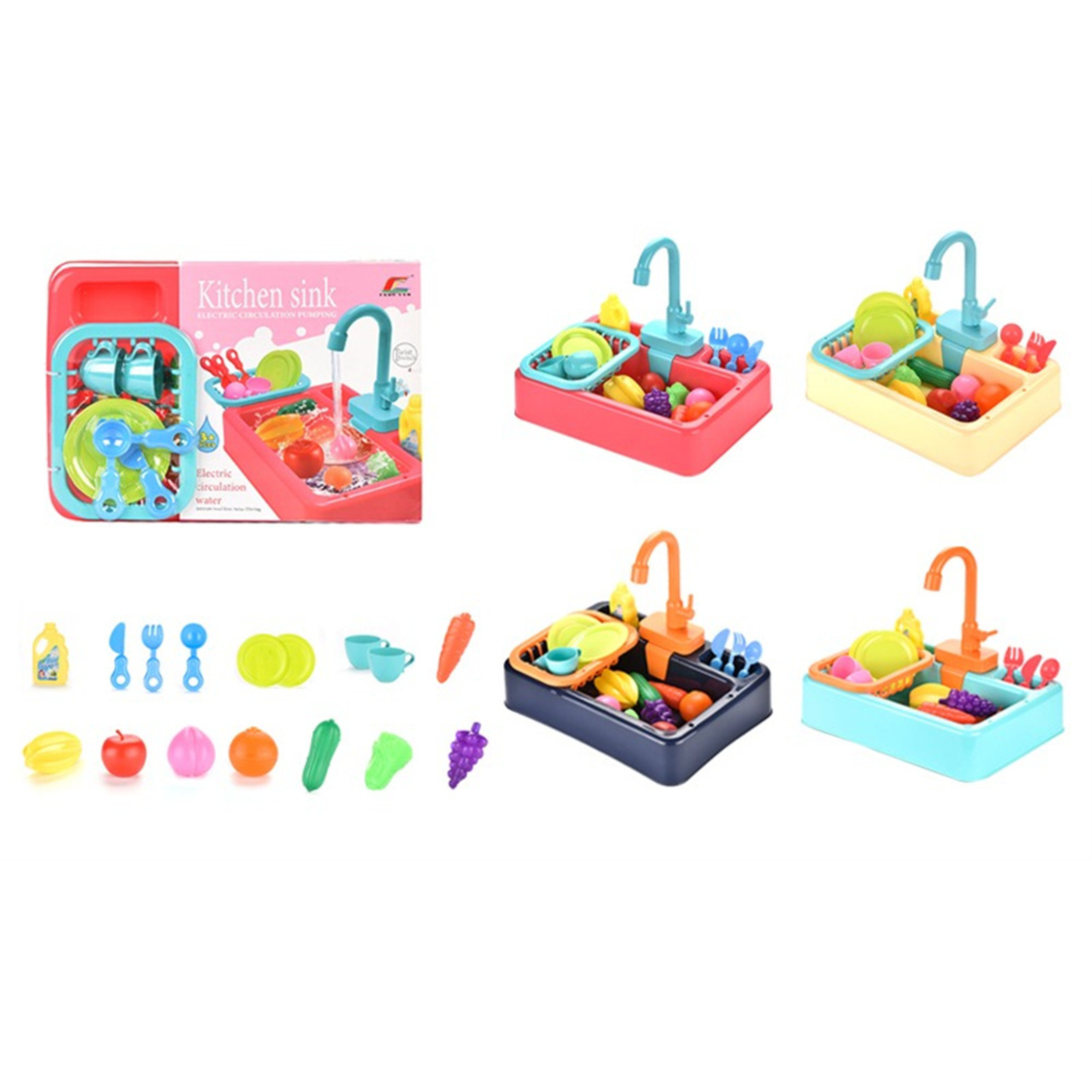 Kitchen & Sink Dishwasher Basin Vegetable Toy Set