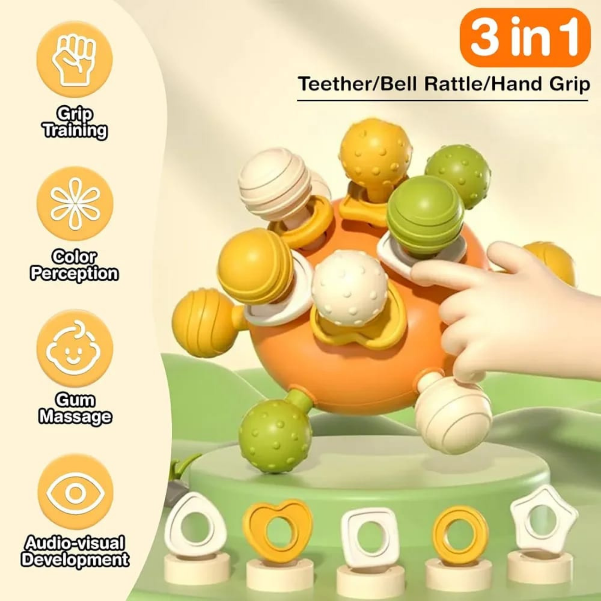 3 in 1 Silicon Baby Teether