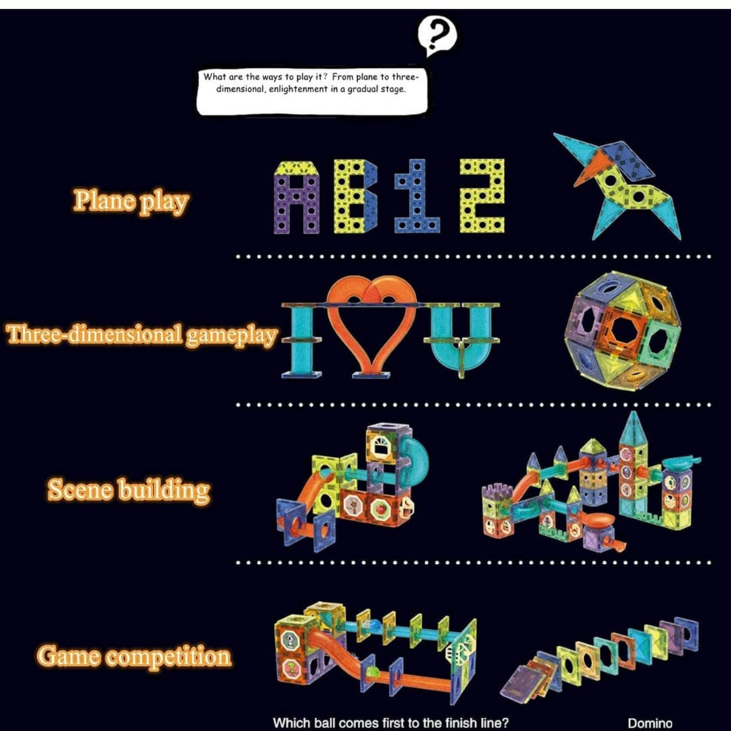 3D Light Magnetic Tile Building Blocks For Kids