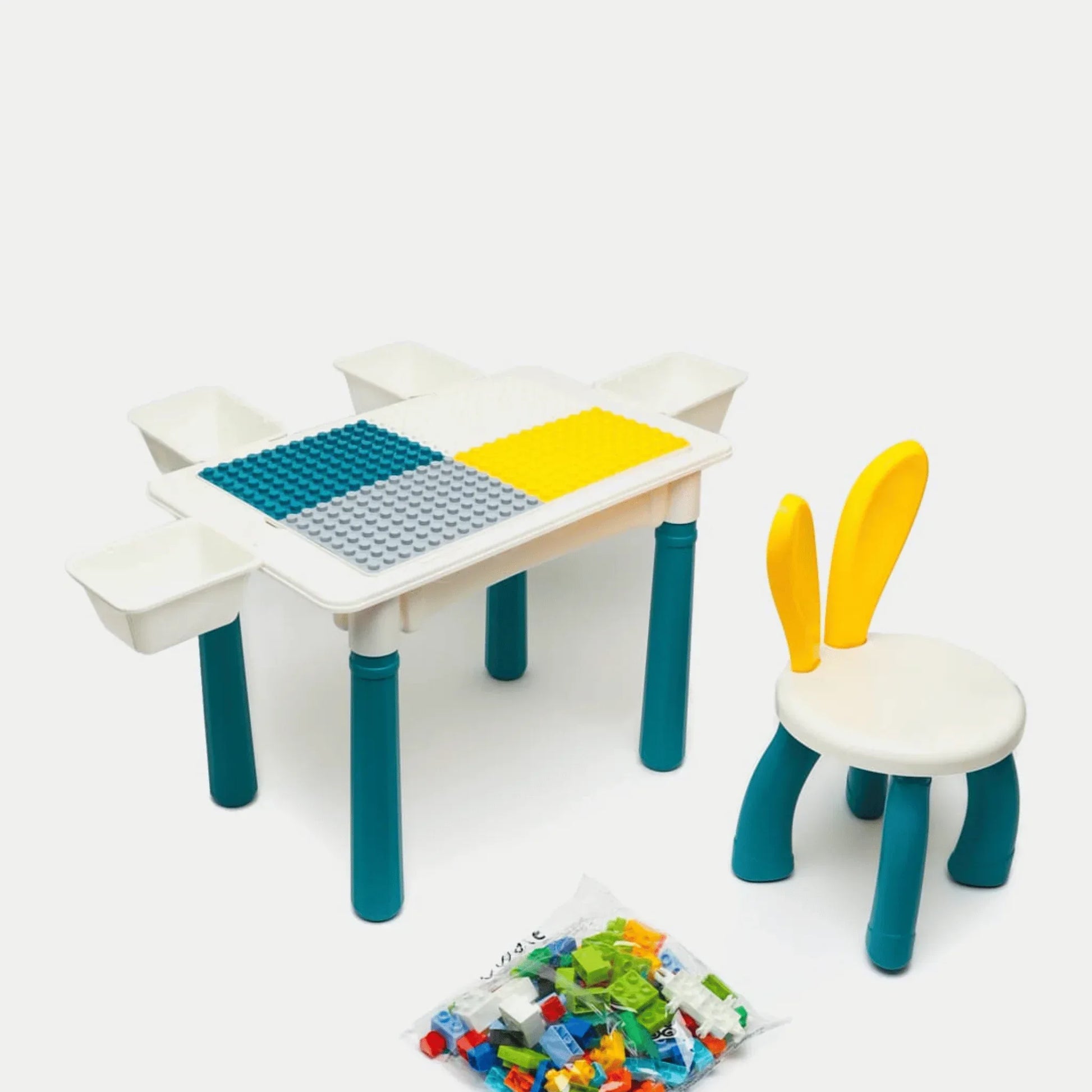 Multi Functional lego Blocks Table with chair - Little Thinkers Hub