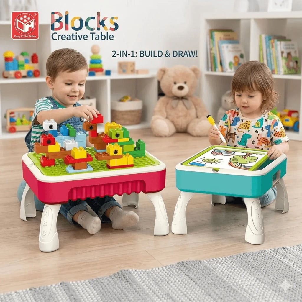 2 in 1 Block and Drawing Table – Activity Table for Kids - Little Thinkers Hub
