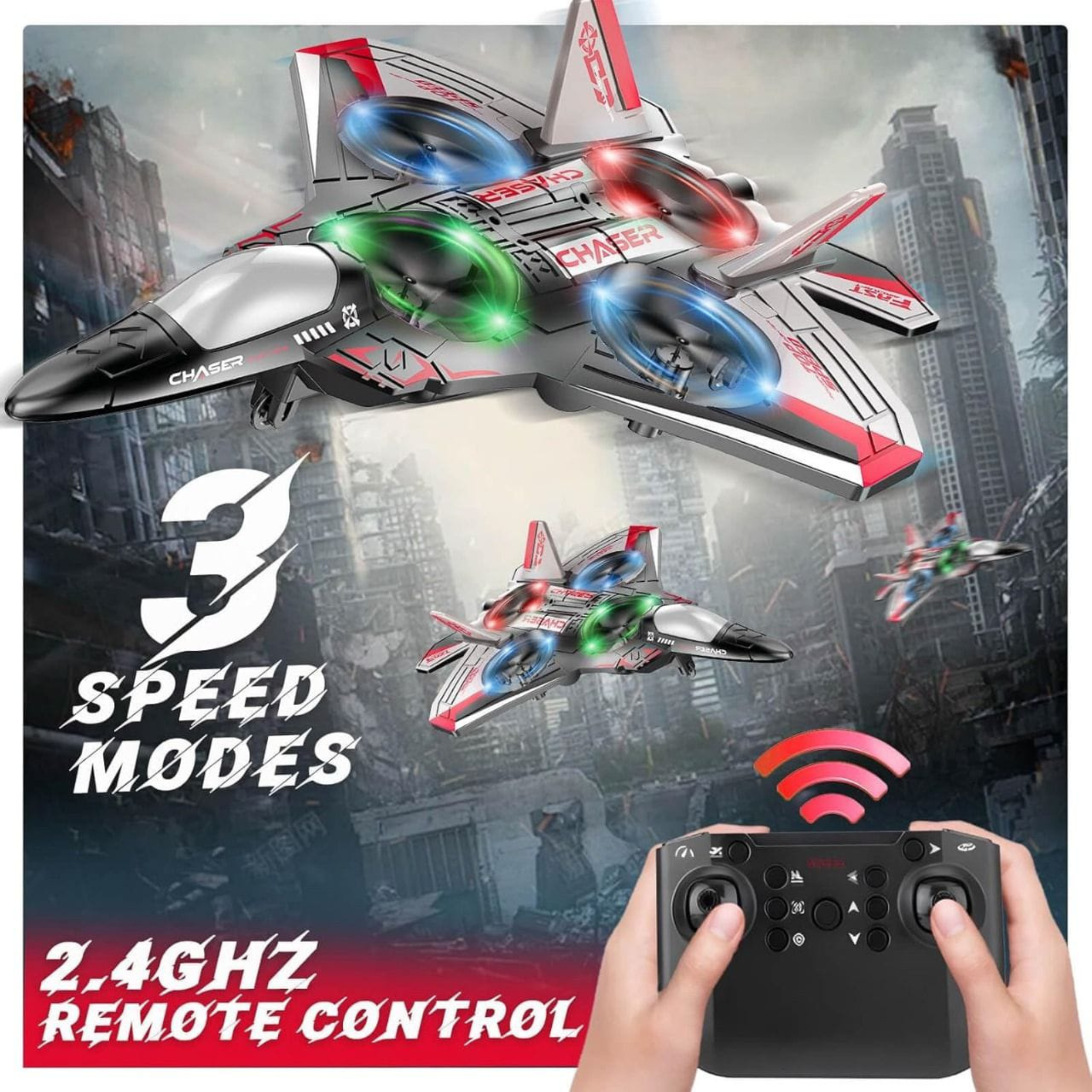 RC Aircraft Drone Jet With Lightning Effect & Rechargeable Batteries | EVA Fighters