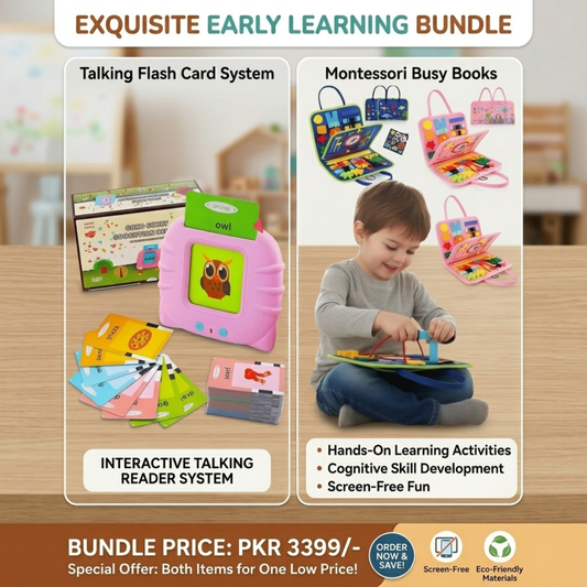 🎓 Early Learning Bundle – Talking Flash Card System + Montessori Busy Book