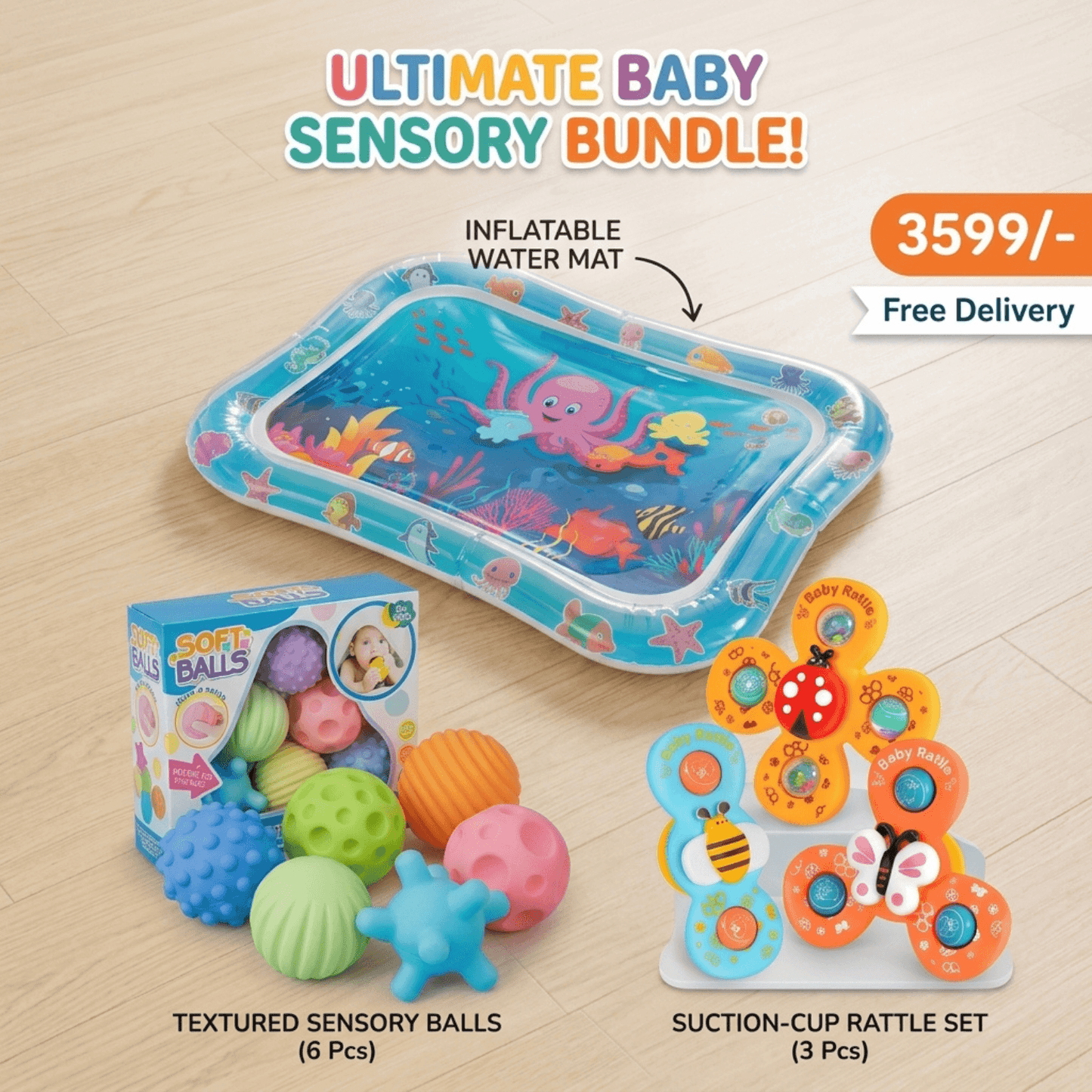 Ultimate Baby Sensory Bundle – Developmental Tummy Time & Exploration Set