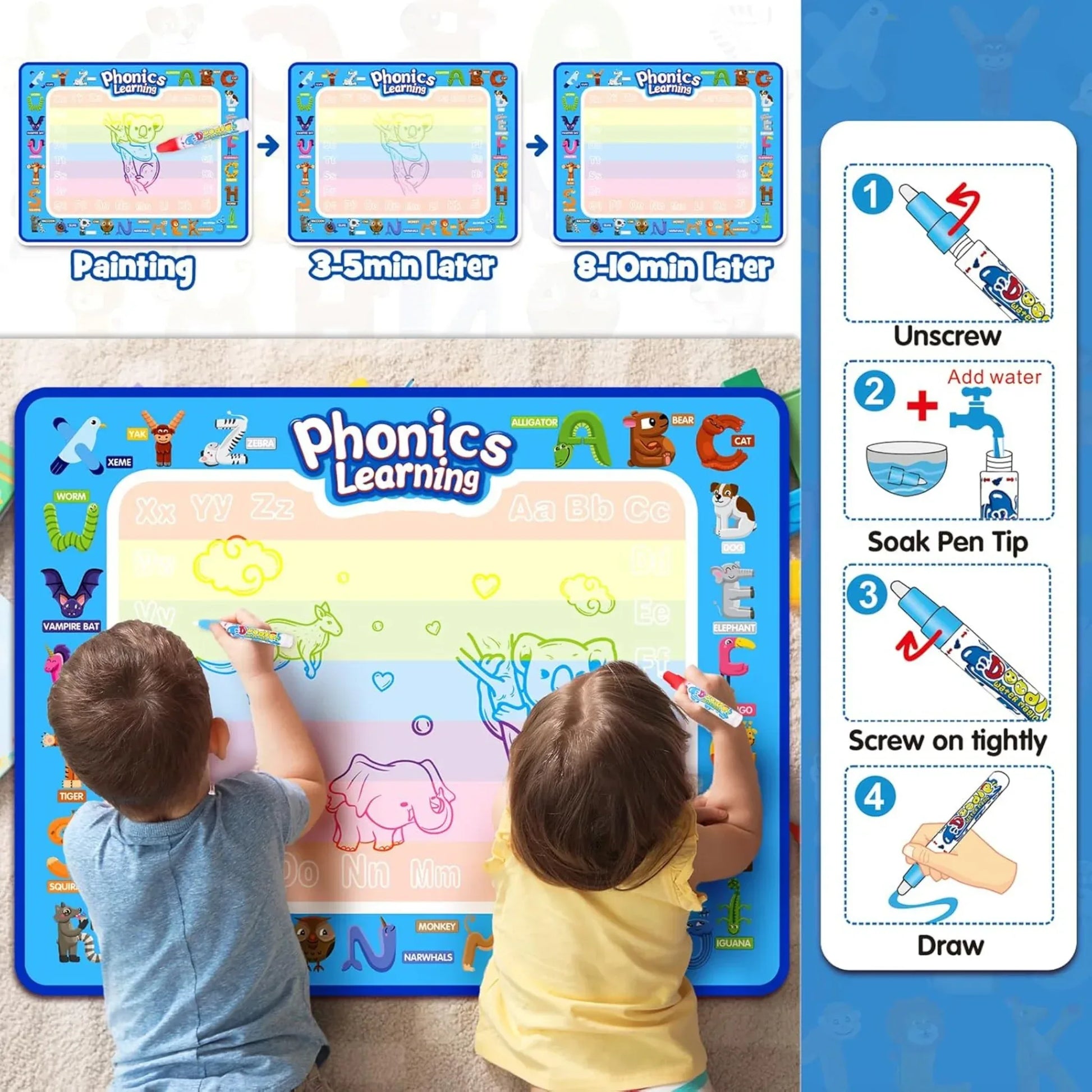 Aqua Drawing Mat – Reusable Mess-Free Water Doodle Mat - Little Thinkers Hub