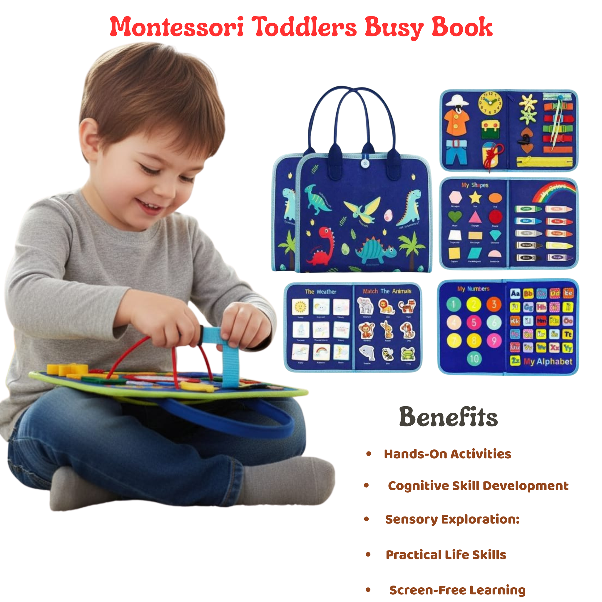 Montessori Busy Book (8 Pages) – Keep Your Child Busy for Hours