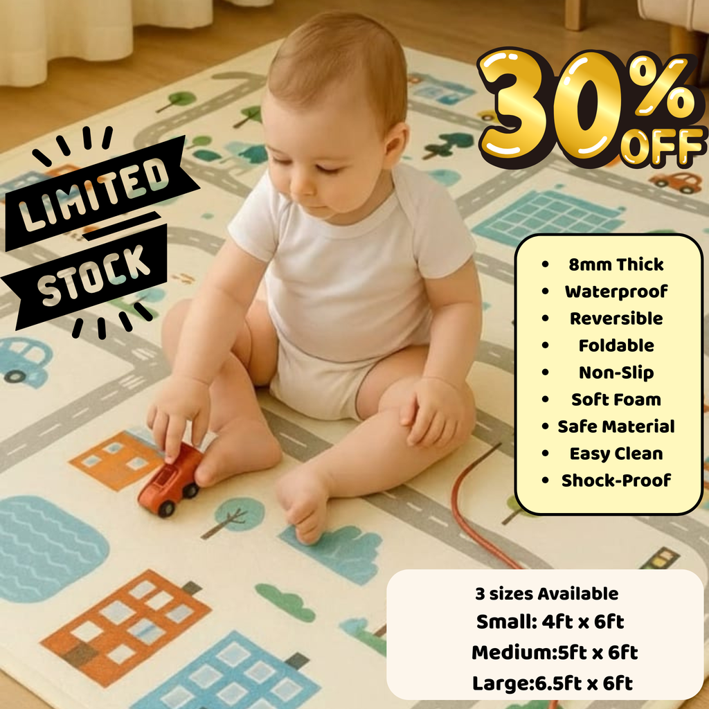 Premium Baby Play Mat – Foldable, Thick, Non-Slip | 3 Sizes Available