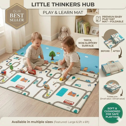 Baby Playmat – 8mm Soft Anti-Shock Foam Tummy Time Mat - Little Thinkers Hub