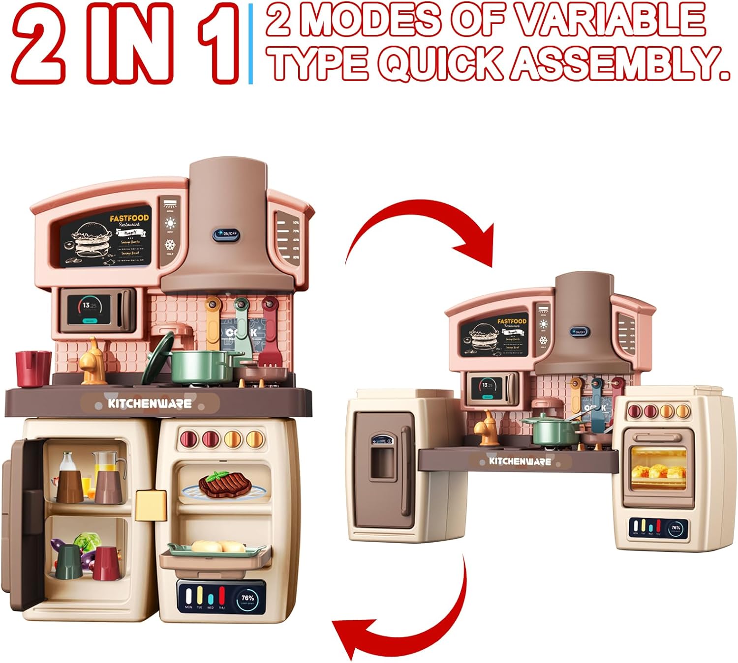 Big 2 in 1 Modern Kitchen Counter Pretended Play Set